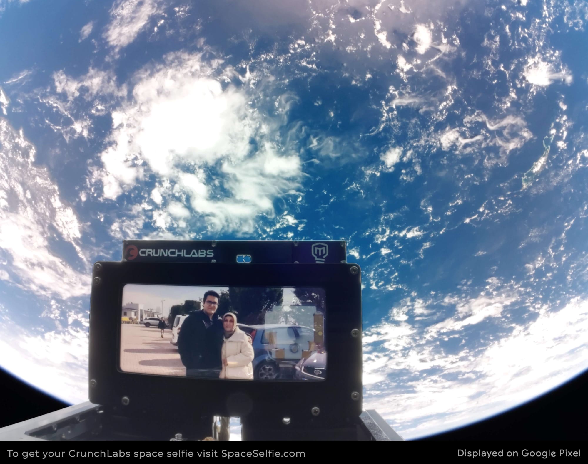 CubeSat-captured selfie with Earth in the background