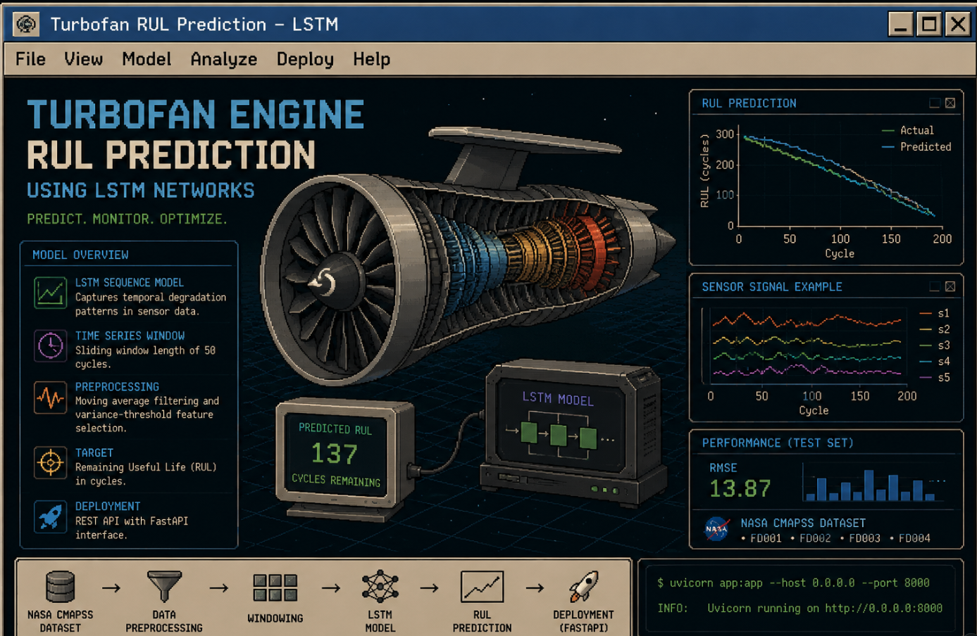 Turbofan engine RUL prediction project preview